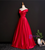 Burgundy Satin Off the Shoulder Pleats Prom Dress