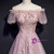 Pink Tulle Off the Shoulder Short Sleeve Prom Dress