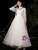 White Tulle Sequins Long Sleeve Backless Wedding Dress