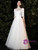 White Tulle Satin Short Sleeve High Neck Wedding Dress