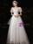 White Tulle Appliques Square Short Sleeve Wedding Dress