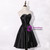 A-Line Black Satin Sweetheart Pleats Homecoming Dress