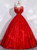Red Ball Gown Tulle Beading Backless Quinceanera Dress