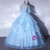 Sky Blue Tulle Short Sleeve Appliques Backless Quinceanera Dress