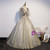 Gray Tulle Sequins V-neck Appliques Pleats Quinceanera Dress
