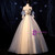 Champagne Blue Tulle Short Sleeve Backless Appliques Quinceanera Dress