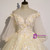 Champagne Tulle Short Sleeve Appliques Quinceanera Dress