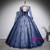 Navy Blue Tulle Sequins Long Sleeve Appliques Quinceanera Dress