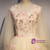 Champagne Tulle V-neck Long Sleeve Appliques Beading Quinceanera Dress