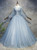 Blue Gray Tulle Flaying Sleeve Appliques Quinceanera Dress
