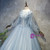 Blue Gray Tulle Flaying Sleeve Appliques Quinceanera Dress