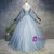 Blue Gray Tulle Flaying Sleeve Appliques Quinceanera Dress