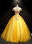 Gold Tulle Off the Shoulder Appliques Quinceanera Dress