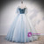 Light Blue Tulle Spagehtti Straps Short Sleeve Quinceanera Dress