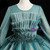Blue Tulle Long Sleeve Pleats Appliques Beading Quinceanera Dress