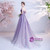 In Stock:Ship in 48 hours Purple Tulle Strapless Beading Prom Dress