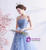 In Stock:Ship in 48 hours Blue Tulle Sleeveless Prom Dress