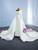 White Satin One Shoulder Pearls Wedding Dress