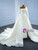 White Satin One Shoulder Pearls Wedding Dress