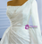 White Satin One Shoulder Pearls Wedding Dress