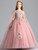 In Stock:Ship in 48 Hours Pink Scoop 3D Appliques Flower Girl Dress