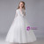 White Tulle Lace Long Sleeve Flower Girl Dress