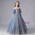 Fashion Blue Tulle Sequins Flower Girl Dress