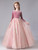 Pink Tulle Velvet Long Sleeve Flower Girl Dress