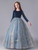 Blue Tulle Velvet Long Sleeve Flower Girl Dress