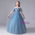 Blue Tulle Sequins Pleats Flower Girl Dress