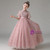 Pink Sequins Appliques Short Sleeve Flower Girl Dress
