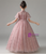 Pink Sequins Appliques Short Sleeve Flower Girl Dress