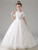 White Tulle Sequins Scoop Flower Girl Dress