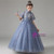 Blue Sequins Short Sleeve Flower Girl Dress