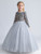 Gray Tulle Sequins Long Sleeve Flower Girl Dress
