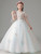 Blue Tulle V-neck Appliques Flower Girl Dress