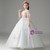 Blue Tulle V-neck Appliques Flower Girl Dress