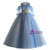 Gray Blue Tulle Long Sleeve Flower Girl Dress