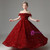 Burgundy Ball Gown Sequins Flower Girl Dress