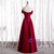 Burgundy Satin Off the Shoulder Pearls Prom Dress