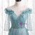 Turquoise Tulle Sequins Short Sleeve Prom Dress