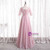 Pink Tulle Square Short Sleeve Prom Dress