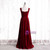 Burgundy Velvet Sleeveless Pearls Long Prom Dress