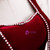 Burgundy Velvet Sleeveless Pearls Long Prom Dress