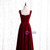 Burgundy Velvet Sleeveless Pearls Long Prom Dress