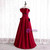 Burgundy Satin Strapless Pleats Prom Dress