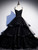Black Tulle Double Straps Beading Prom Dress