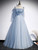 Blue Tulle Spaghetti Straps Sleeveless Prom Dress