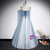 Blue Tulle Spaghetti Straps Sleeveless Prom Dress