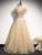 Champagne Tulle Sequins Beading Prom Dress